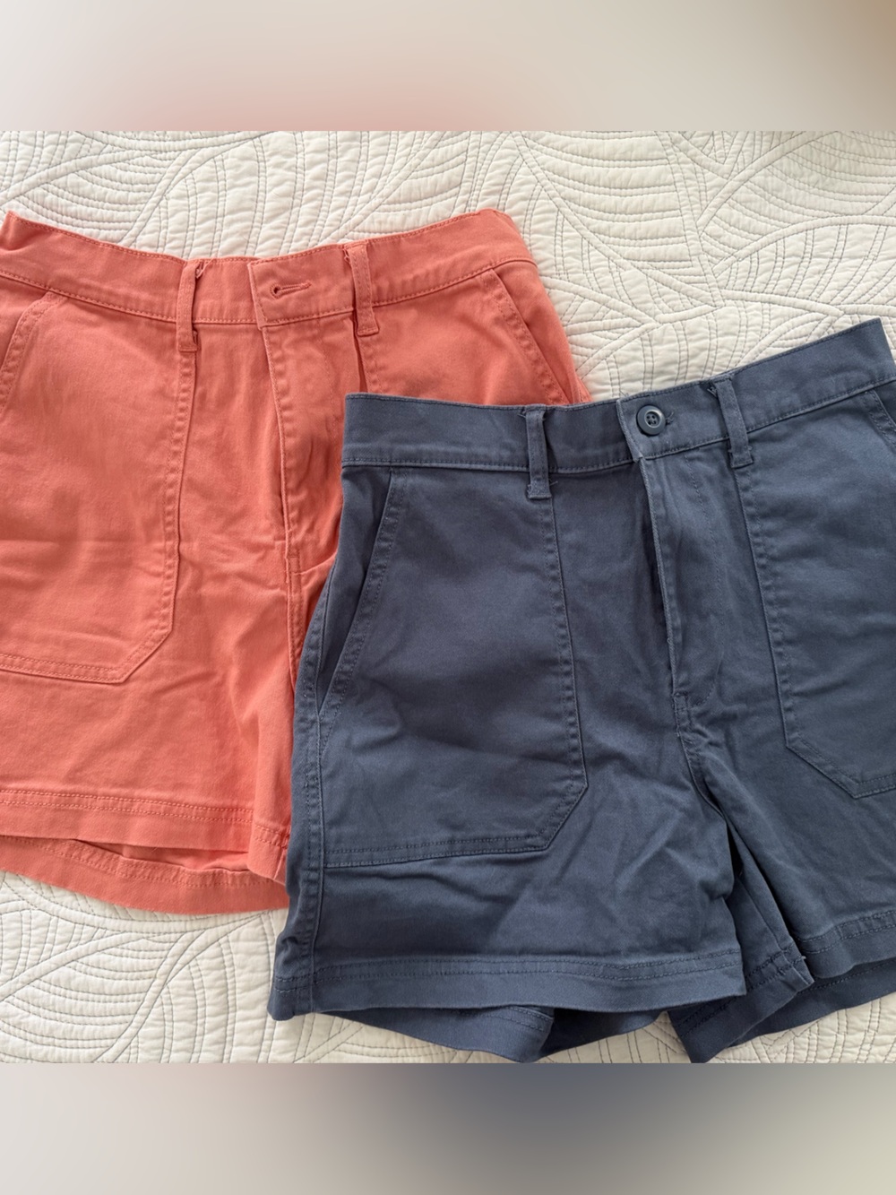 2 PAIRS Dip High-Waist Shorts in Coral and Slate Blue